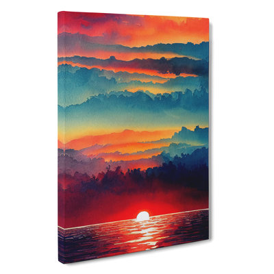 Sunset Watercolour No.2 - Wrapped Canvas