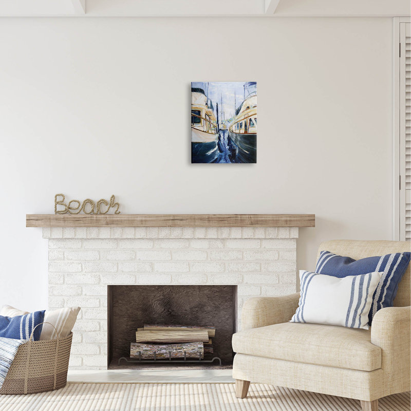 «Au-407», toile Marine Harbor Docked bâtons sur toile par Curt Crain, H 20 po x l 16 po x P 1,5 po
