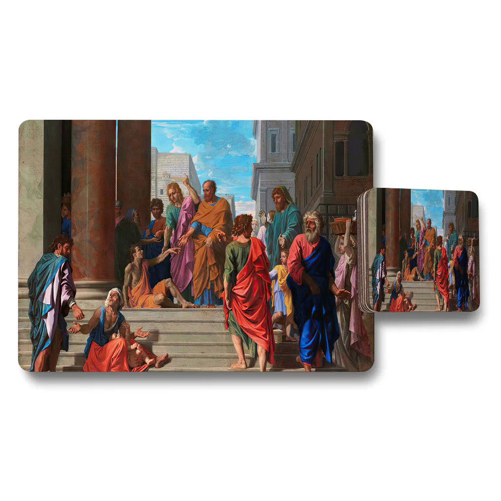 Biblical Scene Placemat Coaster Set Artwork Dining Table