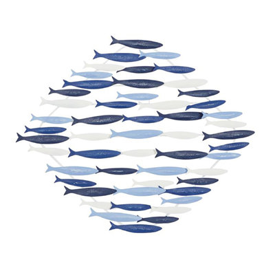 School of Fish Metal Wall Art Coastal Ocean Inspired Home Decor