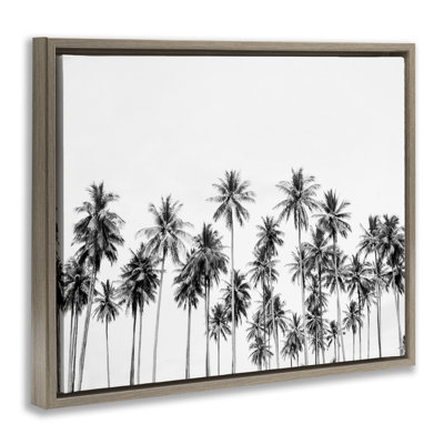 Palmiers paradis dans un cadre flottant monochrome, design par Sissi et Seb