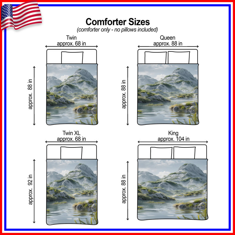 Mountain River Landscape Comforter, Queen