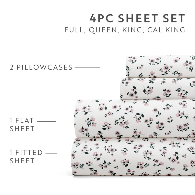Twin Purple Floral Microfiber Kids Sheet Set