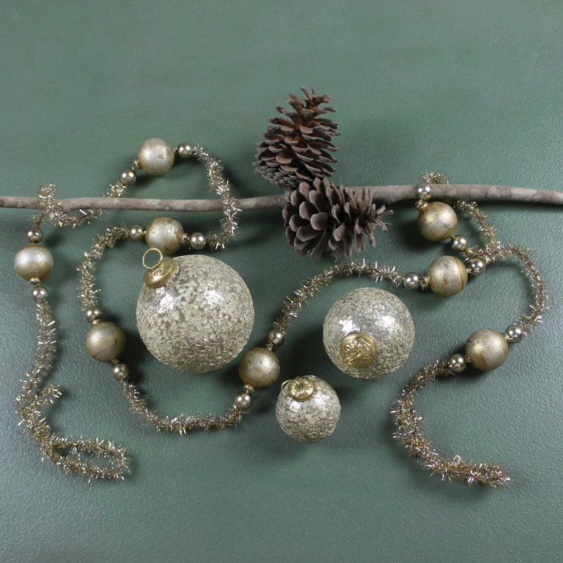 Vintage Gold Glass and Tinsel Holiday Garland
