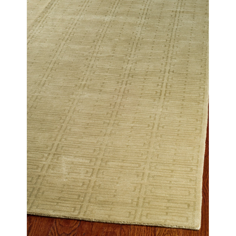 Tapis tibétain en viscose / laine / coton noué à la main beige, Rectangle 6 pi x 9 pi