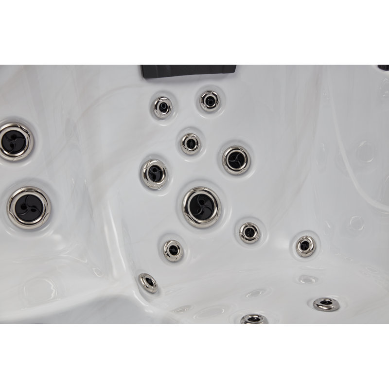 Gray and White 5-Person Luxury Hot Tub with Jets and Ozonator