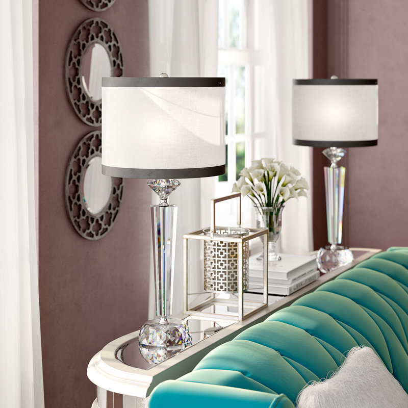 Jennieve Table Lamp, Off-White with Dark Gray