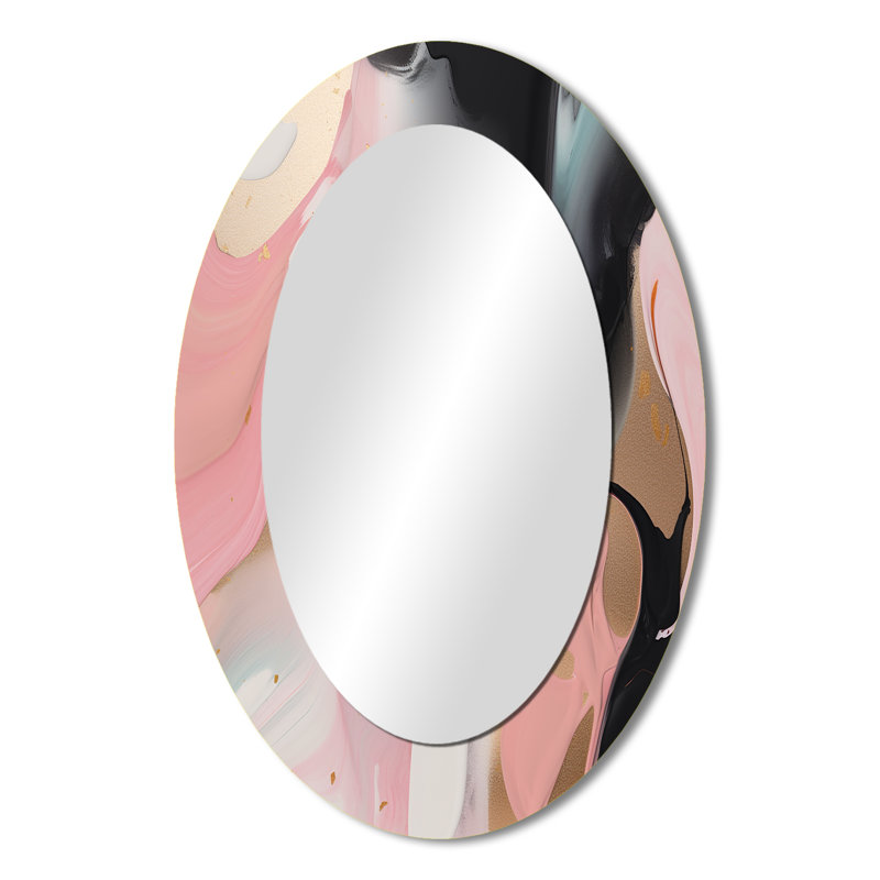 Miroir mural moderne rose et bleu, 36 po x 24 po