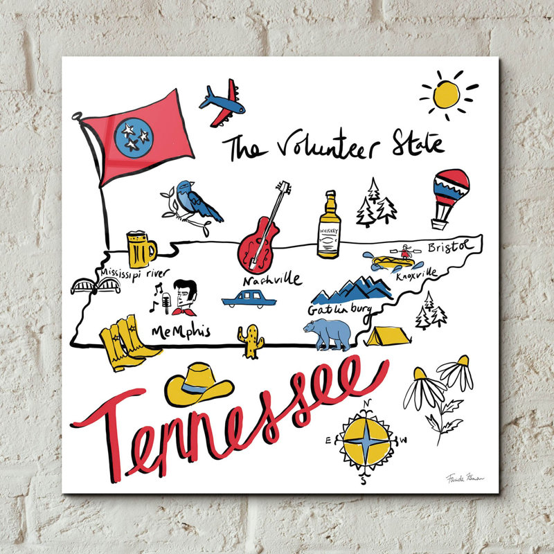 Art mural en verre épique «Tennessee» par Farida Zaman, 12 po x 12 po