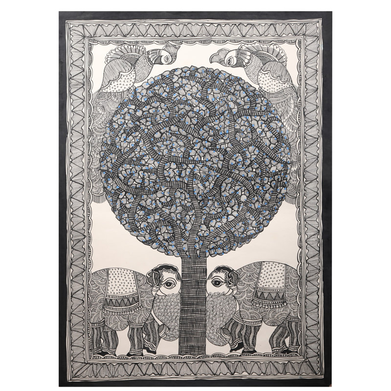 Arbre de vie avec éléphant | Papier fait à la main | Par Ashutosh Jha