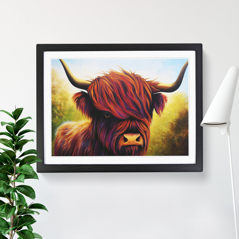 A Highland Cow - Single Picture Frame Print, Black, 25cm H x 34cm W x 2cm D