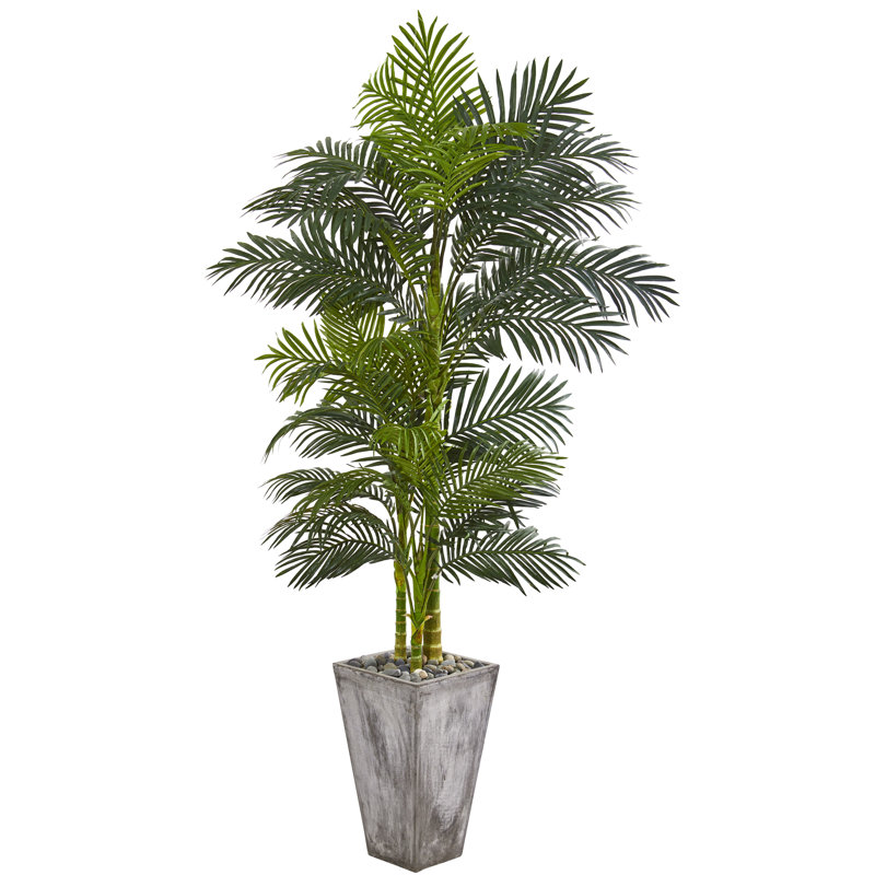 84'' Faux Palm Tree in Stone Planter