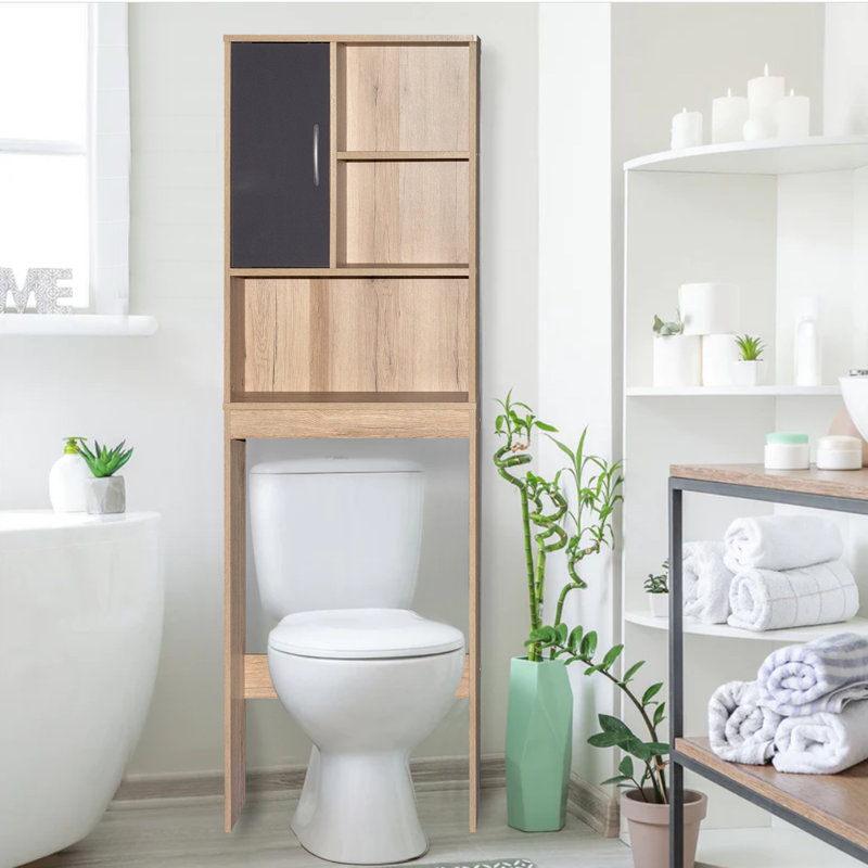 Jayakumar Freestanding Over The Toilet Storage, Natural Oak/Dark Gray