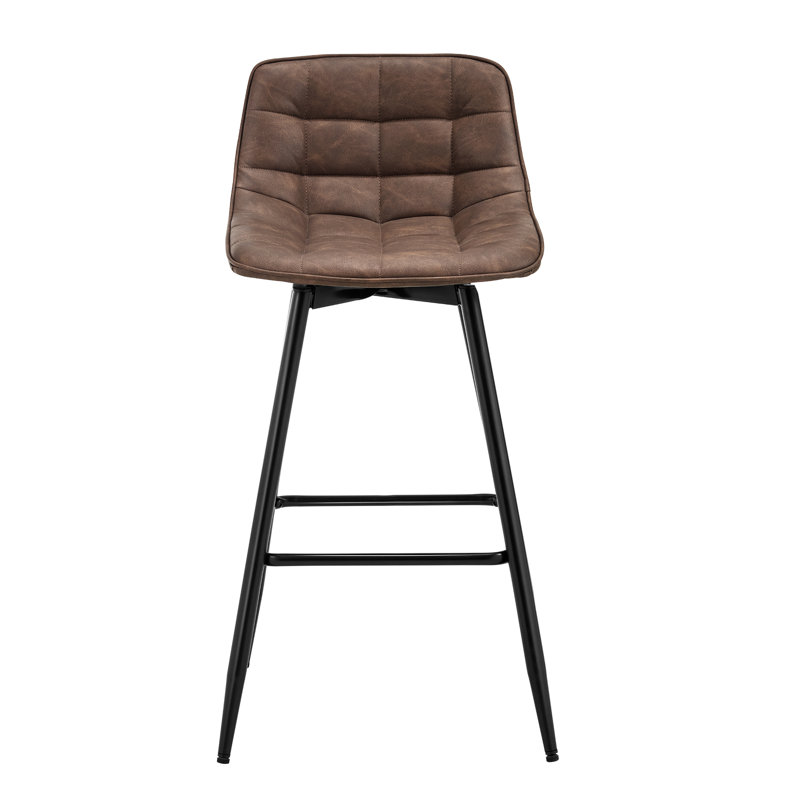 Upholstered Counter Stool with Metal Frame, 1, Brown