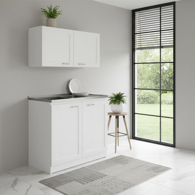 Ensemble d'armoires décoratives 42 "en bois noir et blanc avec quatre portes