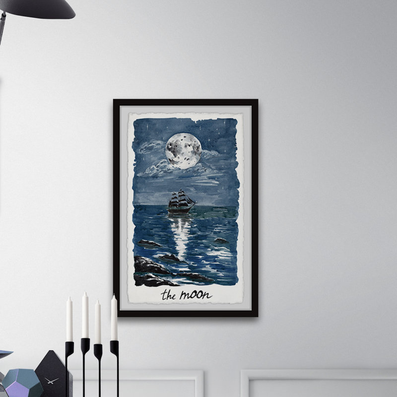 Moon Shines 1 Piece Single Picture Frame Painting, 45cm H x 38cm W x 3.81cm D