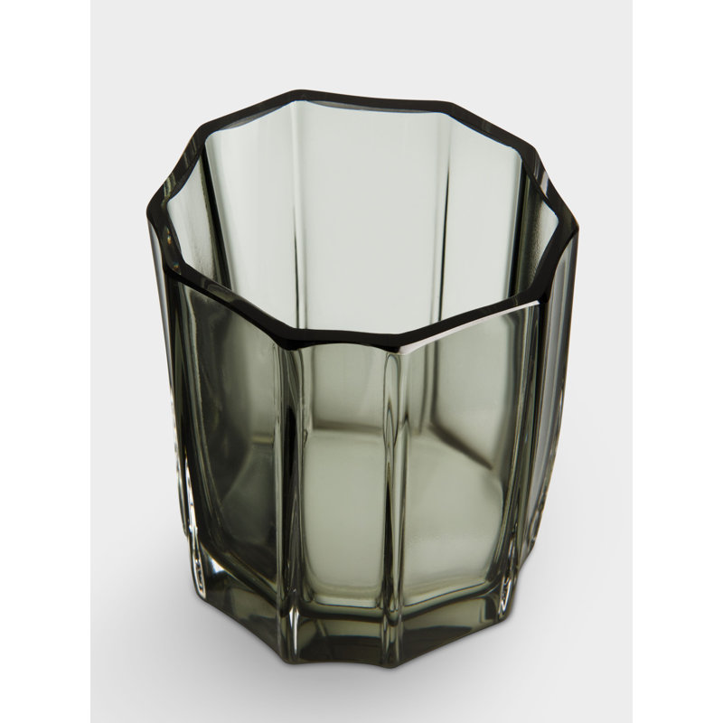 Reed Crystal Glass Tabletop Votive Holder, Moss Green, 3.4'' H X 2.6'' W X 2.6'' D