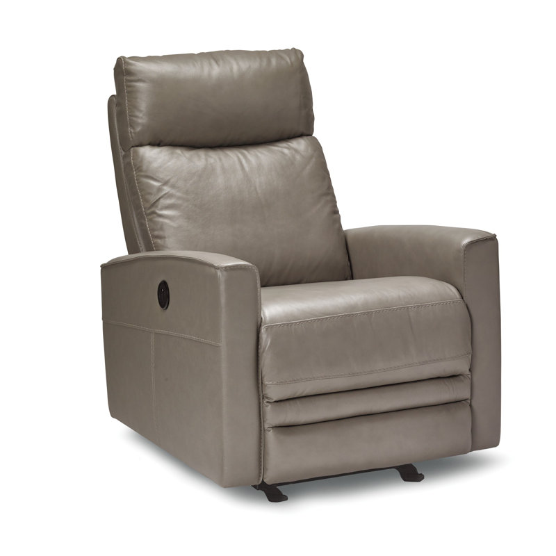 Mcnab Power Recliner, Medium Gray Genuine Leather