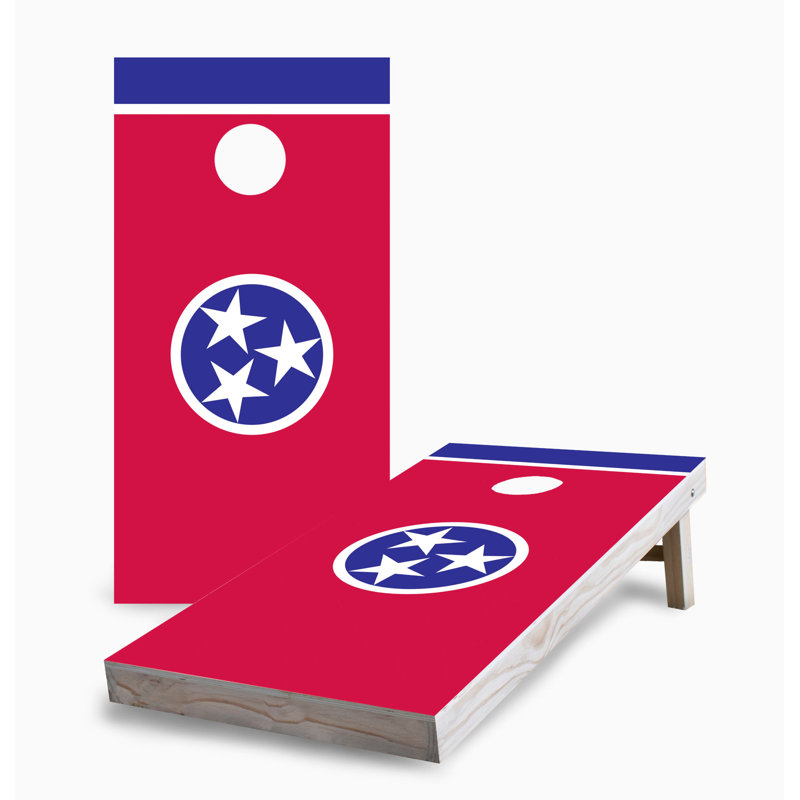 Ensemble de jeu de cornhole 2 x 4 avec drapeau de l'État du Tennessee | Comprend (2) planches (8) sacs et accessoires optionnels