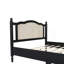 Ensemble de chambre à coucher 3 pièces avec cadre de lit en bois, 1 table de chevet rétro et 1 coiffeuse de maquillage avec tabouret