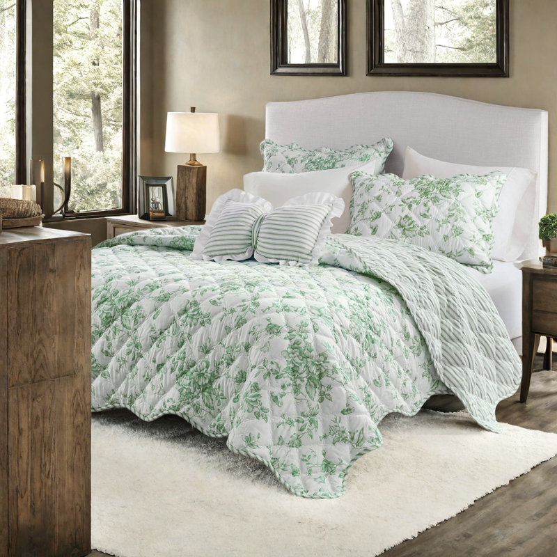 Ensemble de literie réversible pour très grand lit, courtepointe florale en polyester pour maison moderne