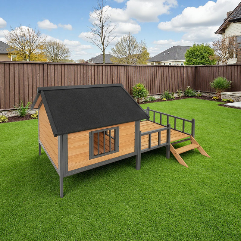 Grande cabane extérieure en bois 67 po x 32,7 po avec toit en asphalte imperméable, Miel