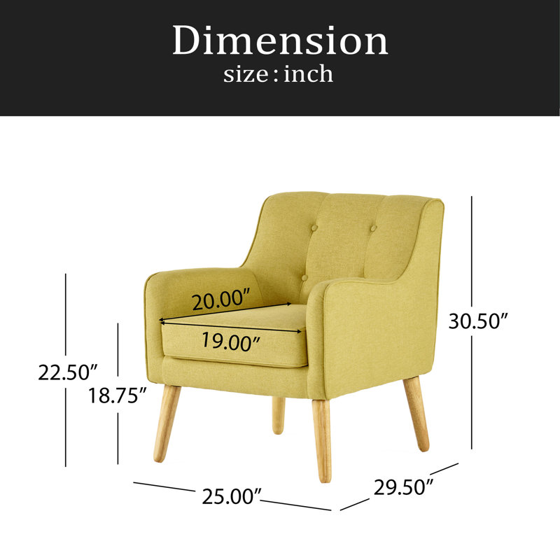 Fauteuil Mid-Century, Jaune