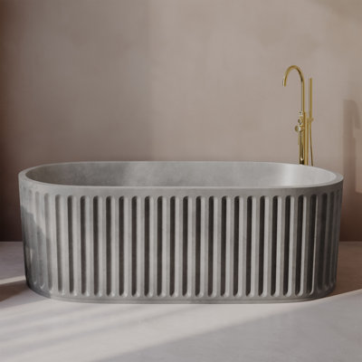 Delice 67" Freestanding Concrete Bathtub In Gray, Drain Included