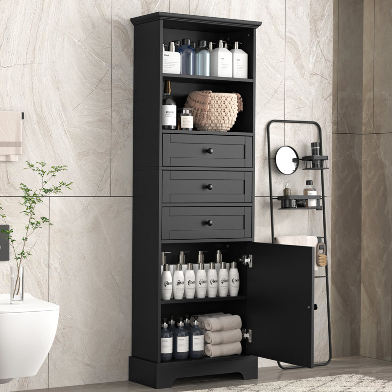 Gale Freestanding Linen Cabinet, Black