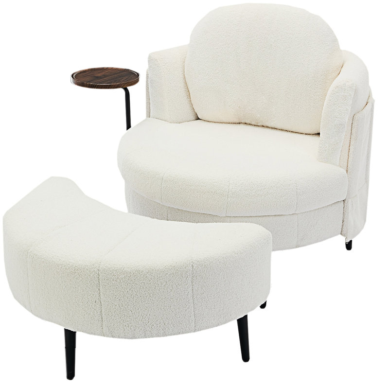 Canapé simple avec repose-pieds, Blanc