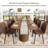 Modern Dining Table Set For 6/8/10 – 79" Dark Wood Dining Table With Dual Pedestal Base & Hidden Storage, Suede Upholstered Chairs, Large Kitchen & Dining Room Set-653612996