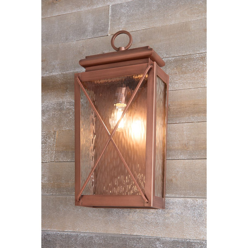Lanterne murale d'extérieur à intensité variable avec verre d'eau Nahunta , H 21,5 po x l 10 po x P 6,75 po