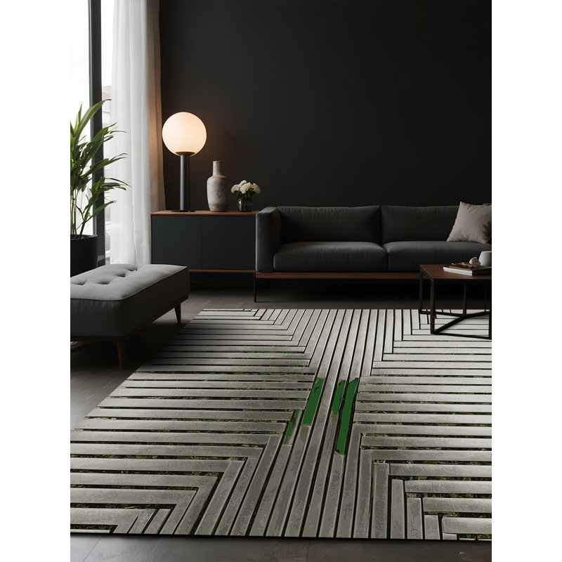 Tapis gris soyeux et moelleux, Carré 5 pi