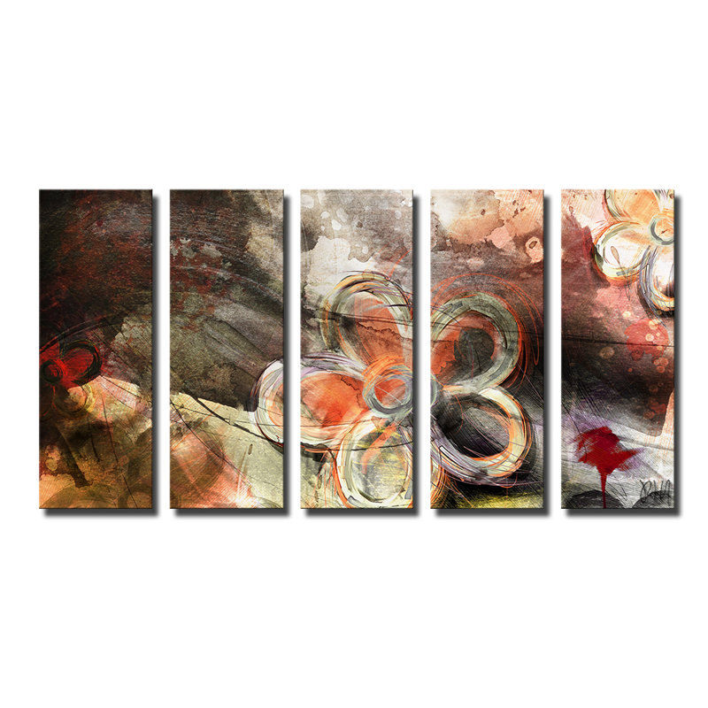 « painted pétales xv », ensemble de 5 reproductions d’art sur toiles