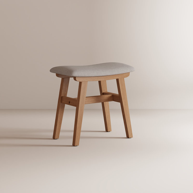 Tabouret de coiffeuse Anita en bois massif avec coussin selle, siège en mousse à haute résilience, chaise de maquillage facile à assembler