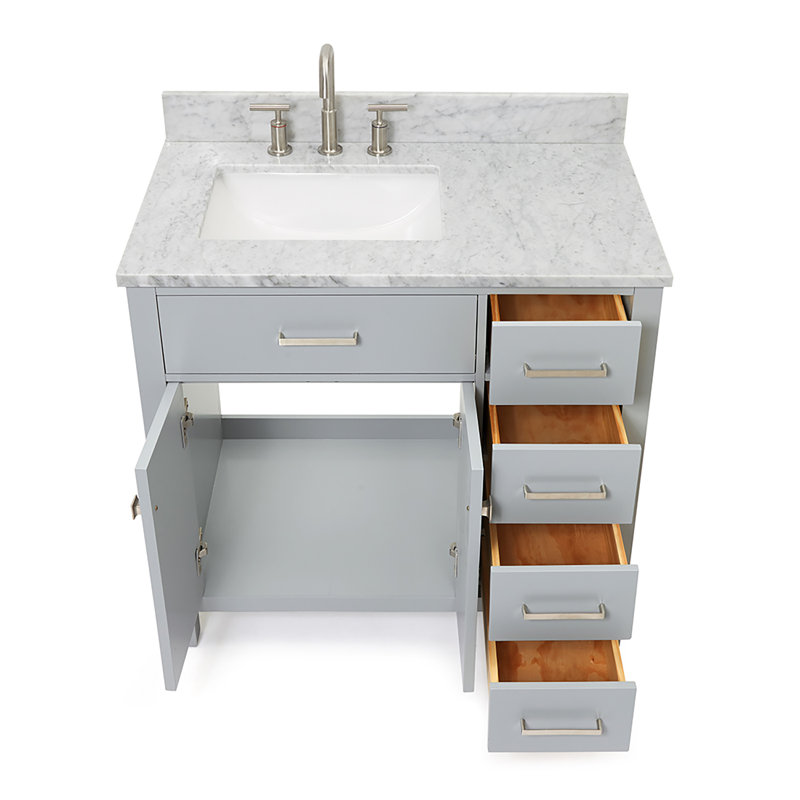 Ensemble de meuble-lavabo simple 37 po Aberdeenshire, Left, Rectangular, gris