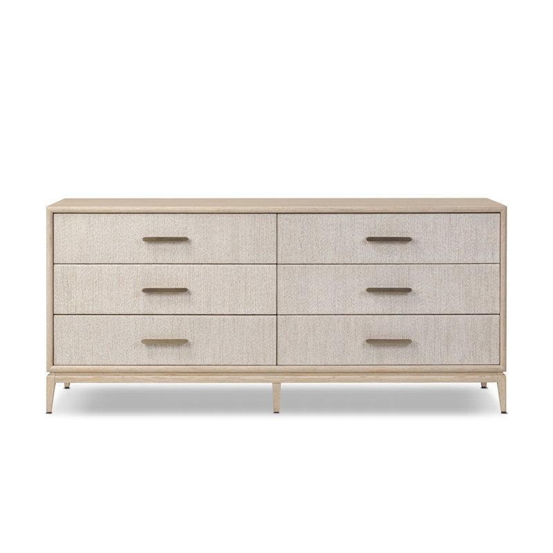 Rosenell 6 Drawer Dresser, Natural Oak Veneer