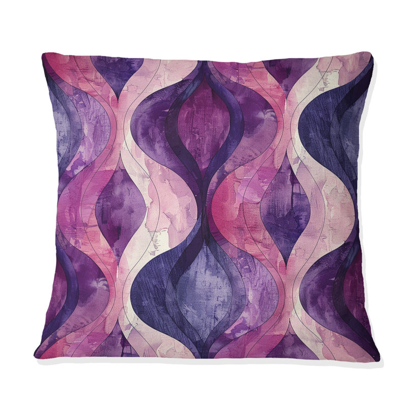 Coussin Mid-Century mauve rose, H 16 po x l 16 po