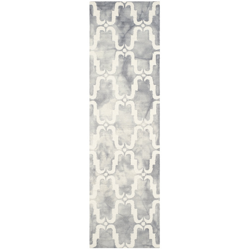 Dip Dye Hand Tufted Wool Geometric Rug, Runner 2'3" x 6'