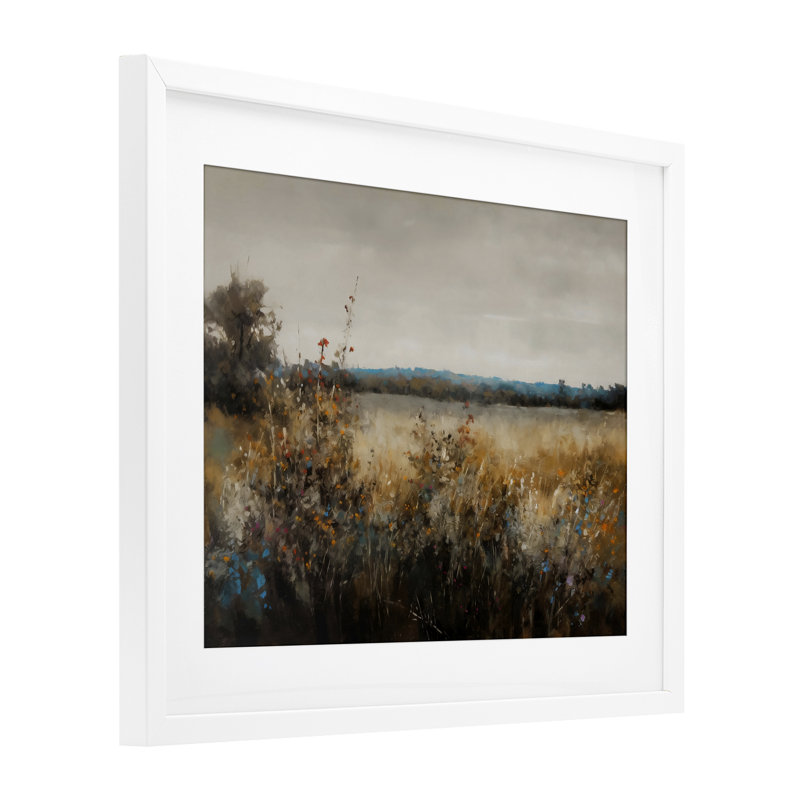 Abstract Grunge Meadow Framed Print Under Glass, design by Creative Studio, 17 x 21, Coastal White Under Glass Framed