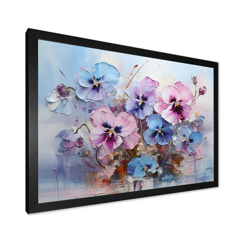 " Purple Pansies Effloresrence I ", Black Single Picture Framed, 24" H x 32" W x 1" D