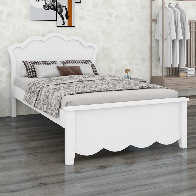 Wooden Platform Bed Featuring a Headboard