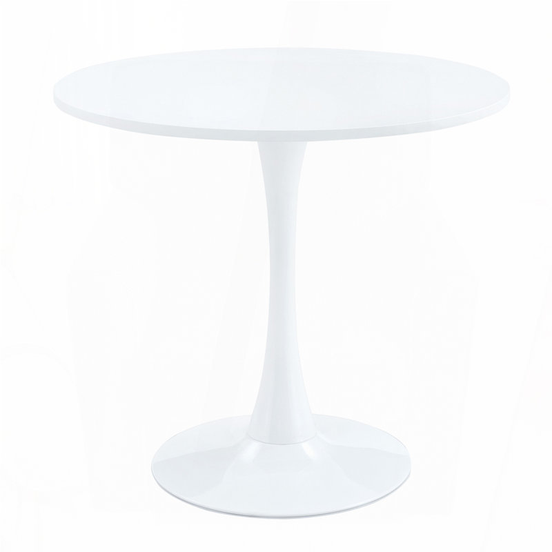 Table tulipe ronde 31,5 po - Luxe clair avec piédestal en métal, style Mid-Century moderne, Blanc
