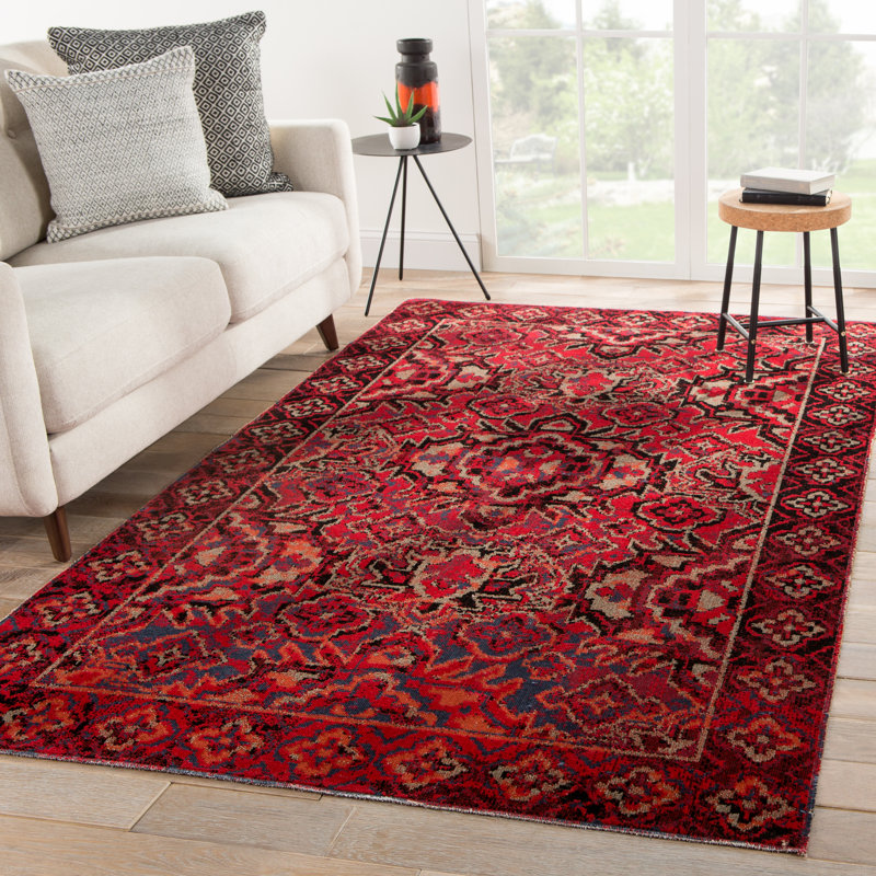 Tapis rouge / noir Jaipur Living Chaya, Rectangle 5 pi x 7 pi 6 po