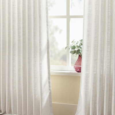 YZ Home Pinch Pleated Linen Curtains 2 Panels Set, Light Filtering Linen Blend Sheer Drapes Memory Trained Pleated Curtain Back Tab with Hooks Rings for Living Room Bedroom