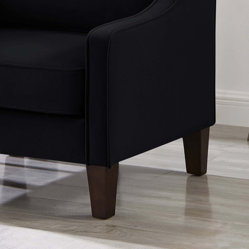 Zan Velvet Armchair, Black Velvet