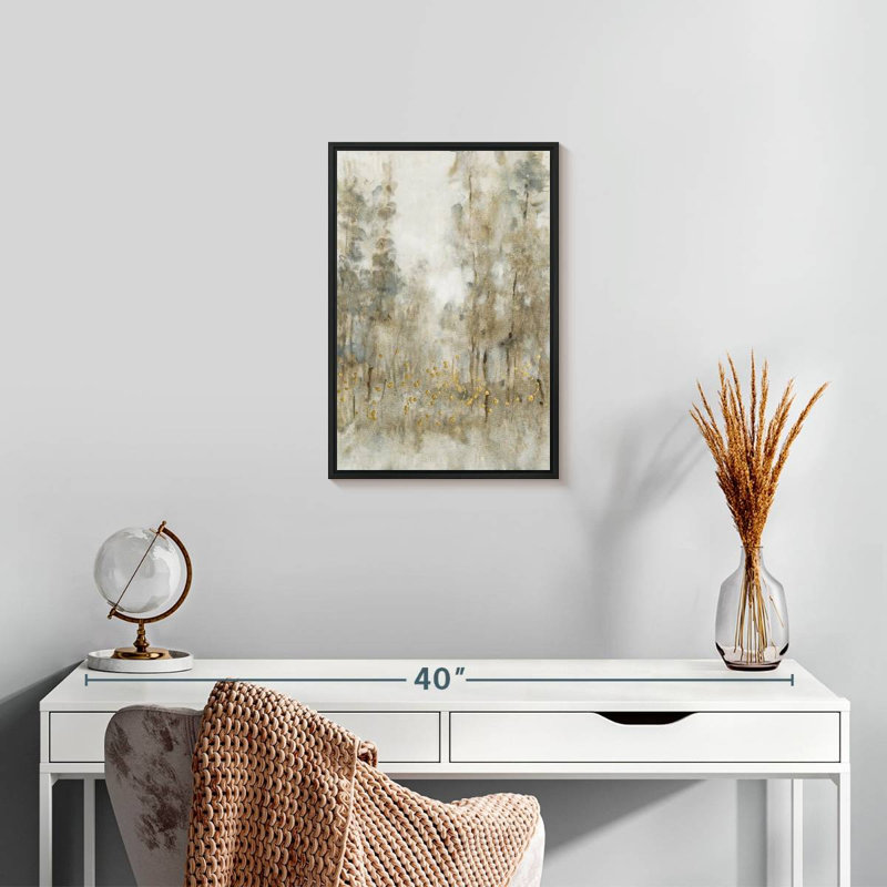 Fourré d'arbres I, 13 po x 19 po, Cadre flottant noir