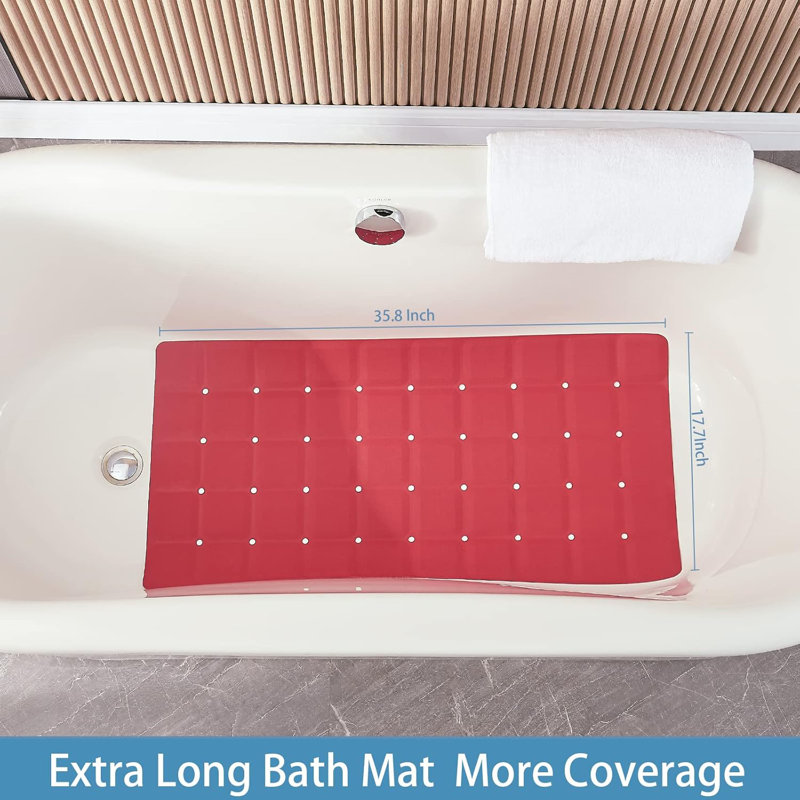 Tapis de bain rouge pliable en silicone 35,8 po x 17,7 po