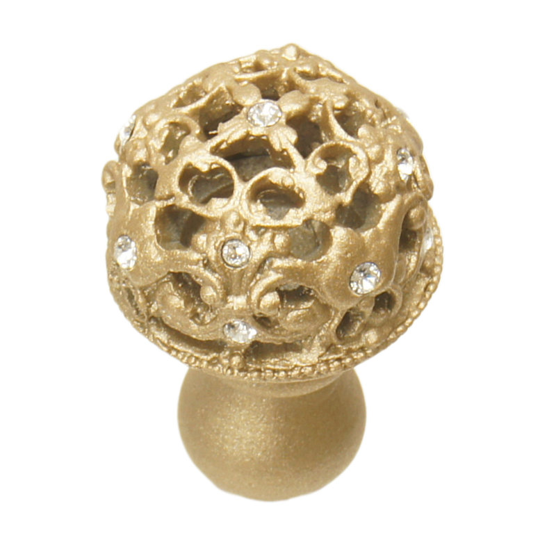 Poignée ronde Juliane Grace avec 13 cristaux Swarovski transparents , Or doux