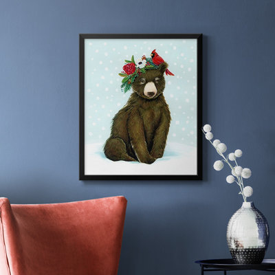 Winter Woodland Creatures with Cardinals I Premium Framed Canvas - Ready to Hang